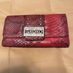 Red Leather Faux Crocodile Styled Full Wallet By XOXO